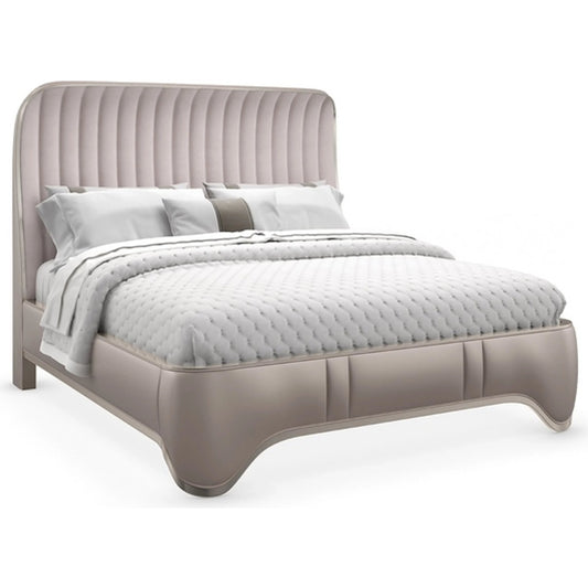 The Oxford Queen Bed by Caracole in taupe and afterglow. Made from birch in a unique style.