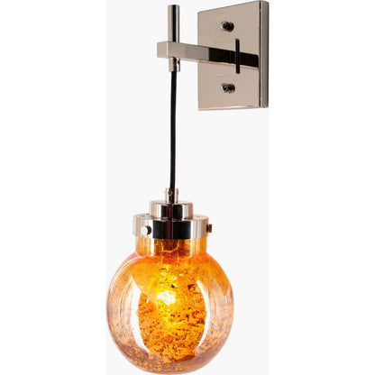 Graysen Wall Sconce - 25318 by Surya in amber, metallic nickel and tinted polished. Made from glass, metal in a traditional style.