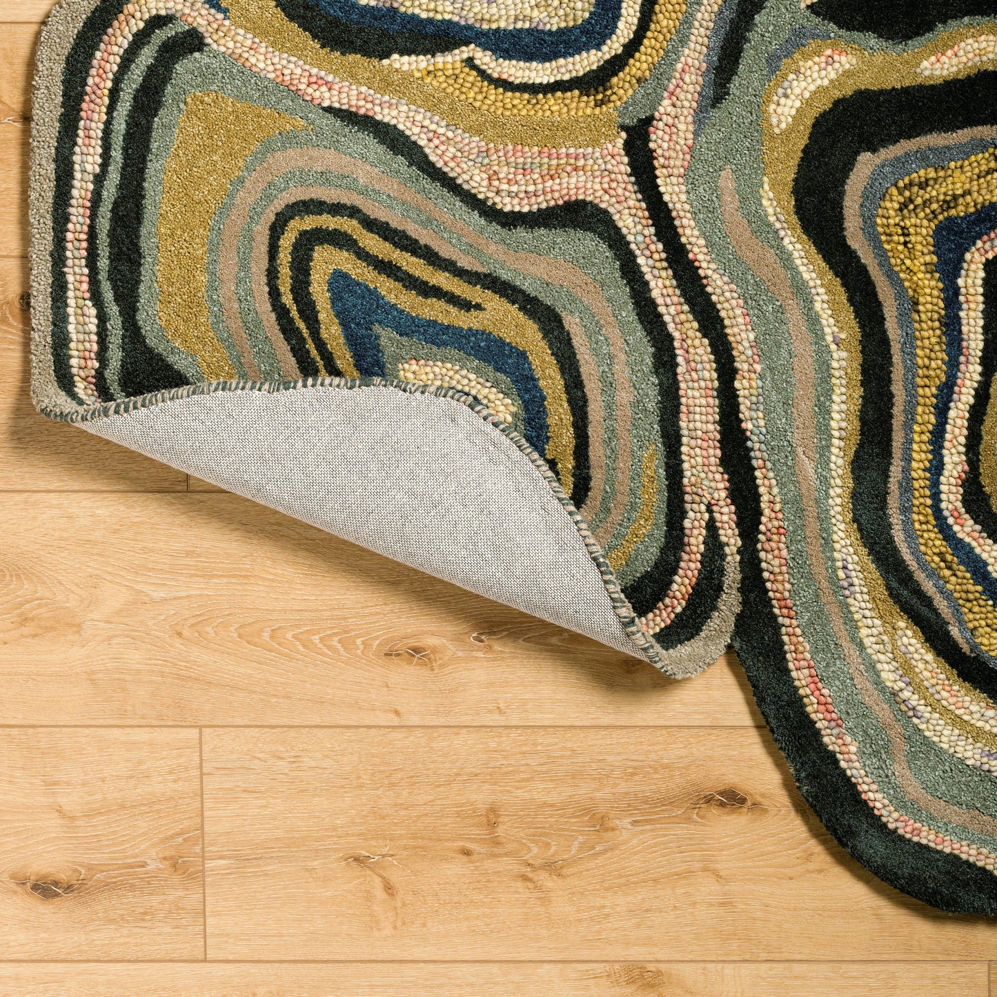 003 37184-17615,37184-17616,37184-17617,37184-17618 | Closeup | Gypsy GYP-201 Rug by Surya in oatmeal, light gray, cream, rose, medium gray, dark blue. Made from 100% wool in a unique style.
