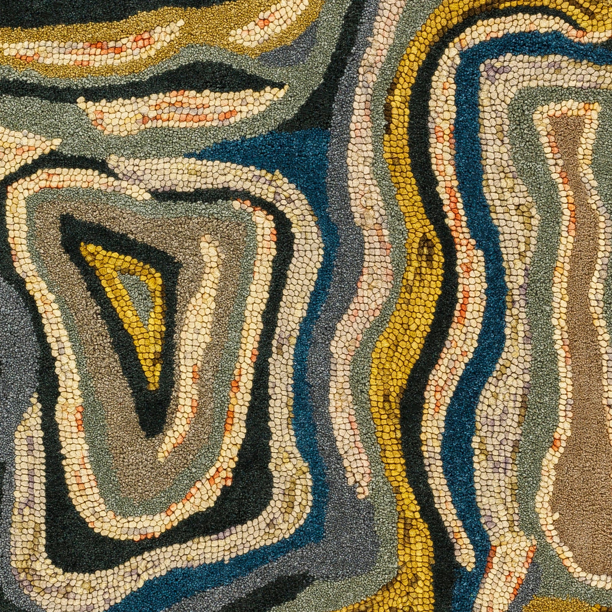 Gypsy GYP-201 Rug by Surya in oatmeal, light gray, cream, rose, medium gray, dark blue. Made from 100% wool in a unique style.