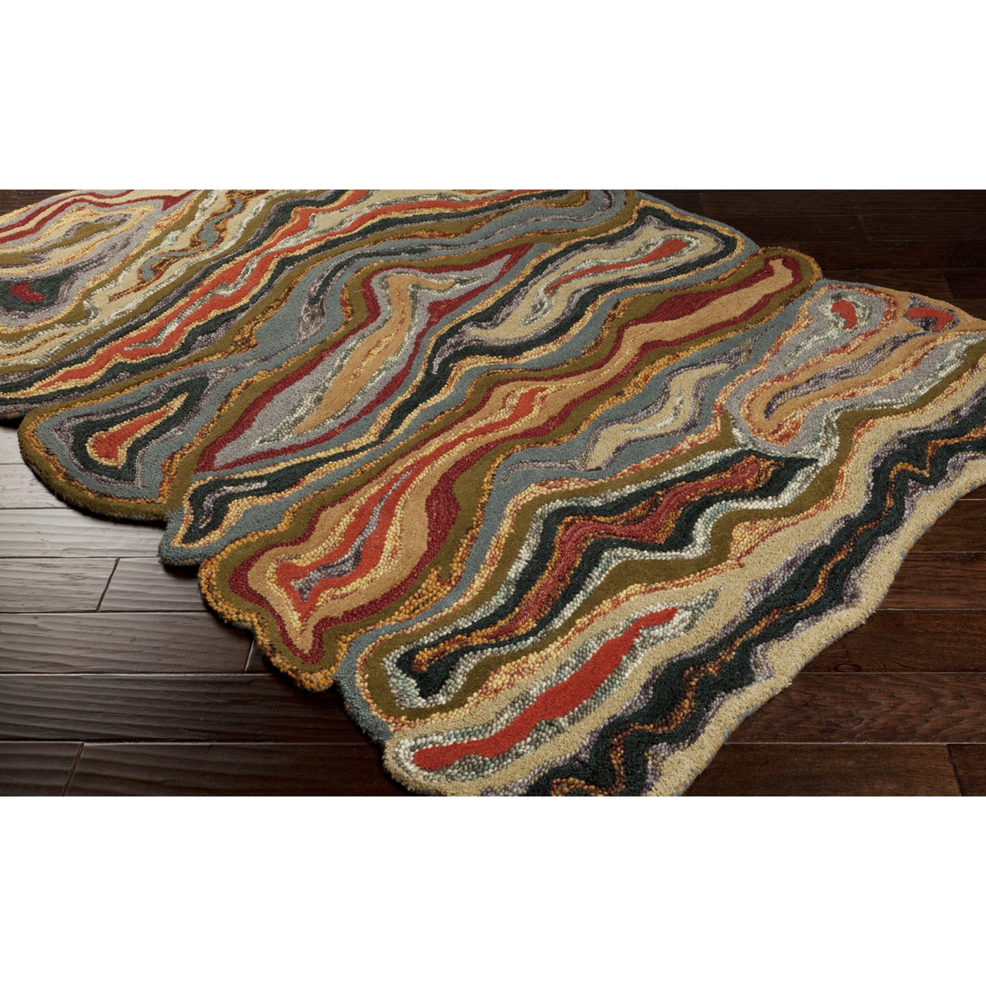 Gypsy GYP-202 Rug by Surya in burgandy, dark green, brown, charcoal, light beige, black. Made from 100% wool in a unique style.