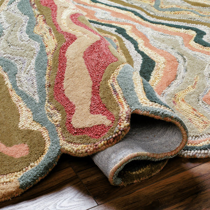 Gypsy GYP-202 Rug by Surya in burgandy, dark green, brown, charcoal, light beige, black. Made from 100% wool in a unique style.