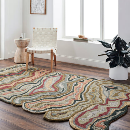 Gypsy GYP-202 Rug by Surya in burgandy, dark green, brown, charcoal, light beige, black. Made from 100% wool in a unique style.
