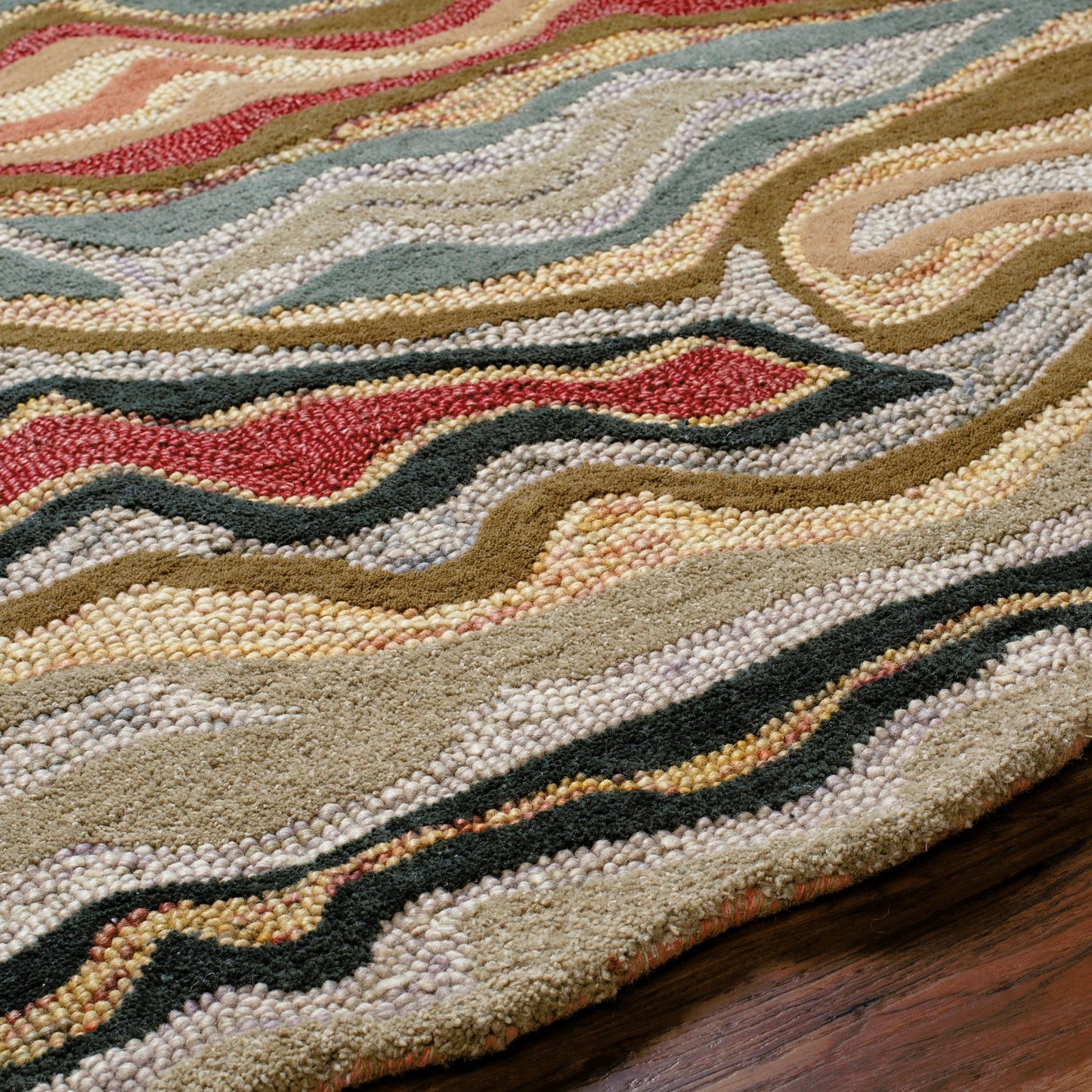 003 37185-17615,37185-17616,37185-17617,37185-17618 | Closeup | Gypsy GYP-202 Rug by Surya in burgandy, dark green, brown, charcoal, light beige, black. Made from 100% wool in a unique style.