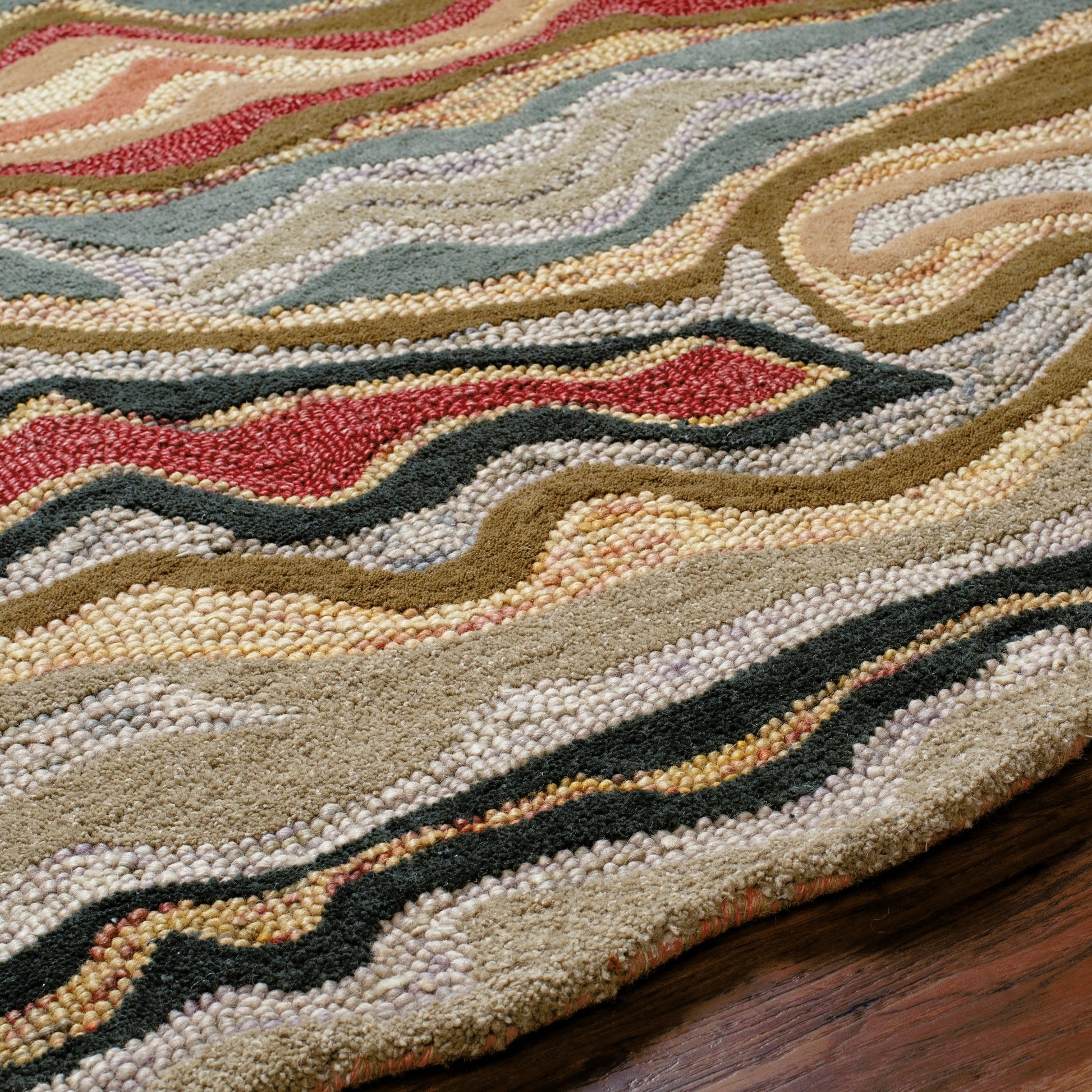 Gypsy GYP-202 Rug by Surya in burgandy, dark green, brown, charcoal, light beige, black. Made from 100% wool in a unique style.