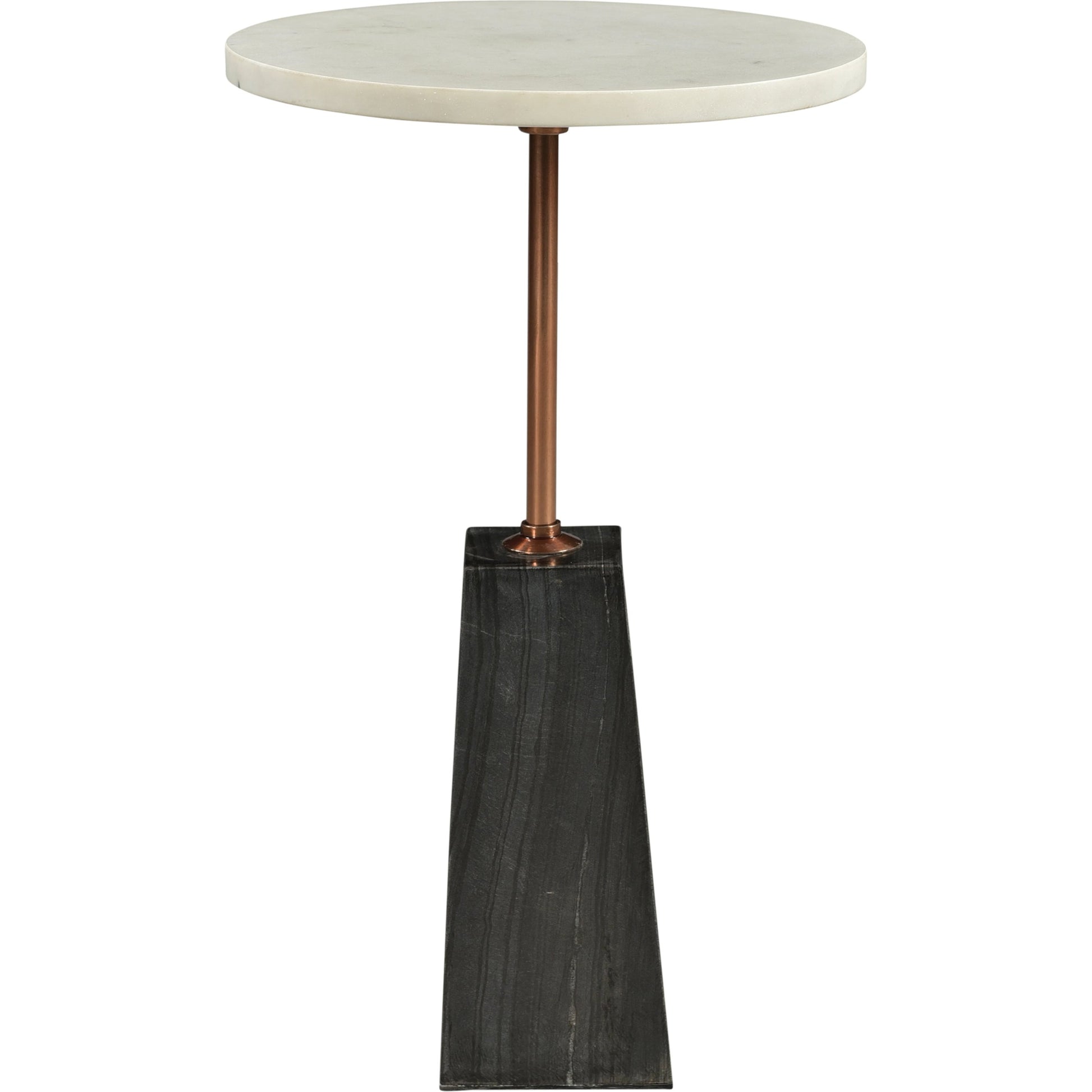 Dawn Accent Table by Moe's Home Collection. Made from white marble top, dark grey marble base, brass finished iron post in a modern style.