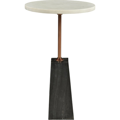 Dawn Accent Table by Moe's Home Collection. Made from white marble top, dark grey marble base, brass finished iron post in a modern style.
