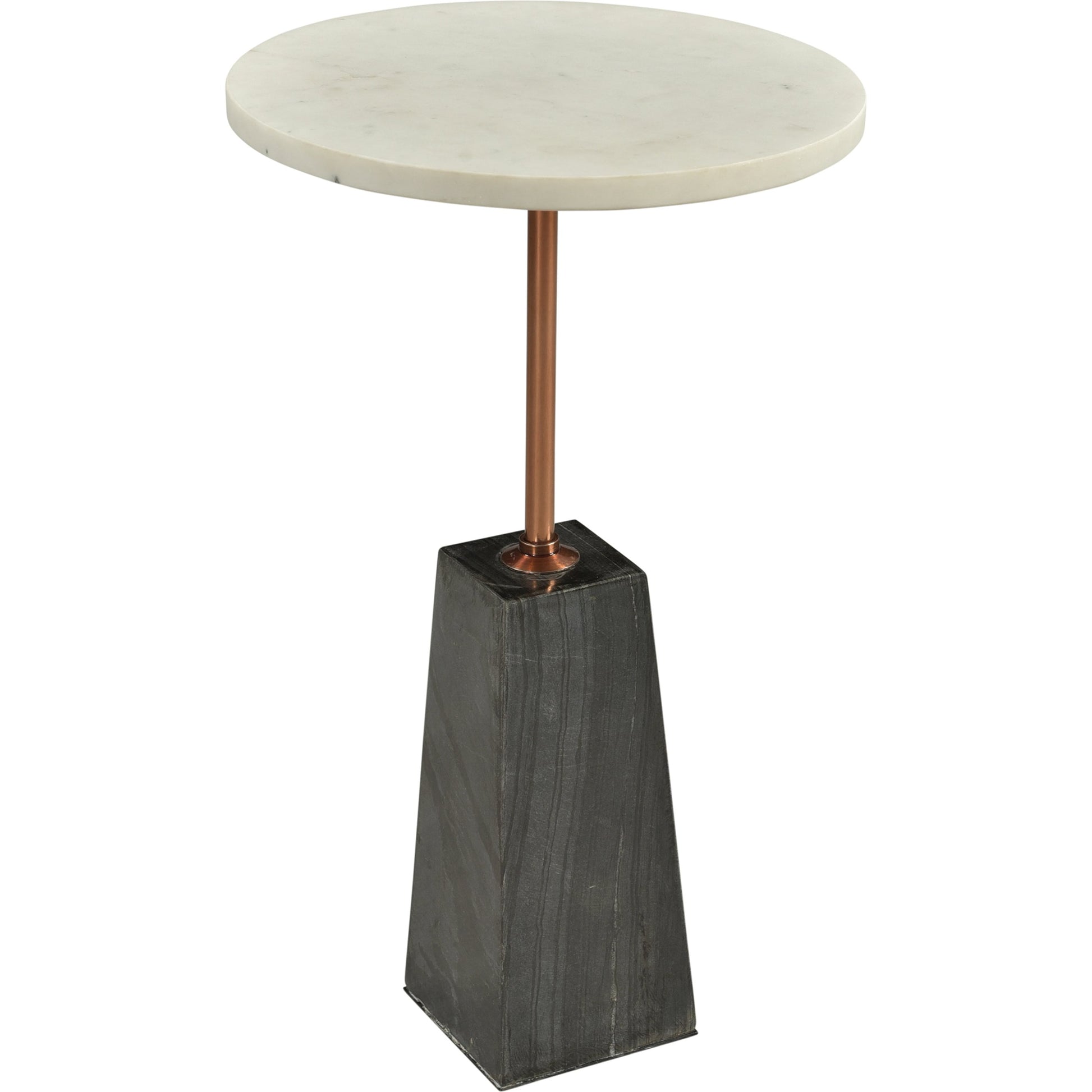 Dawn Accent Table by Moe's Home Collection. Made from white marble top, dark grey marble base, brass finished iron post in a modern style.