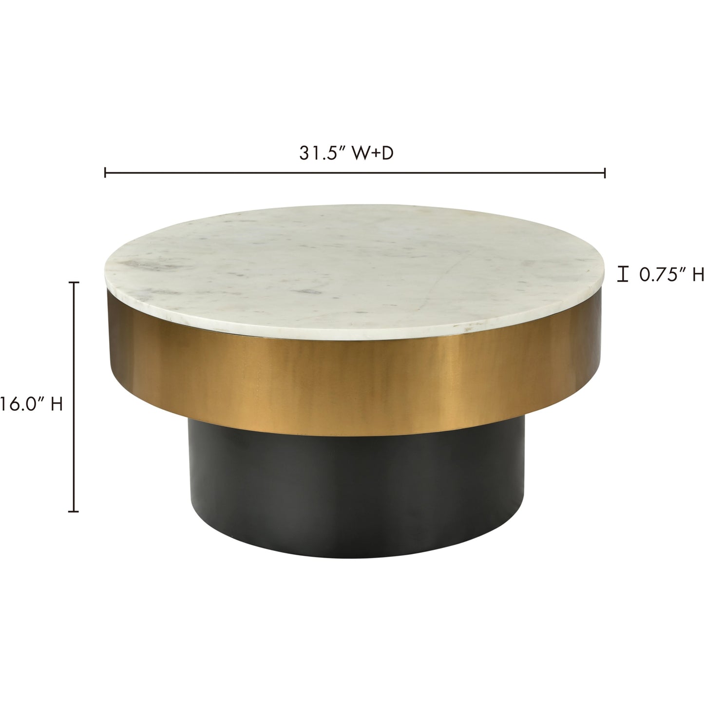 002 SI-2121900 | Additional Silo | Dado Table by Moe's Home Collection in white and brass, black. Made from marble top, iron base, brass rim in a modern style.