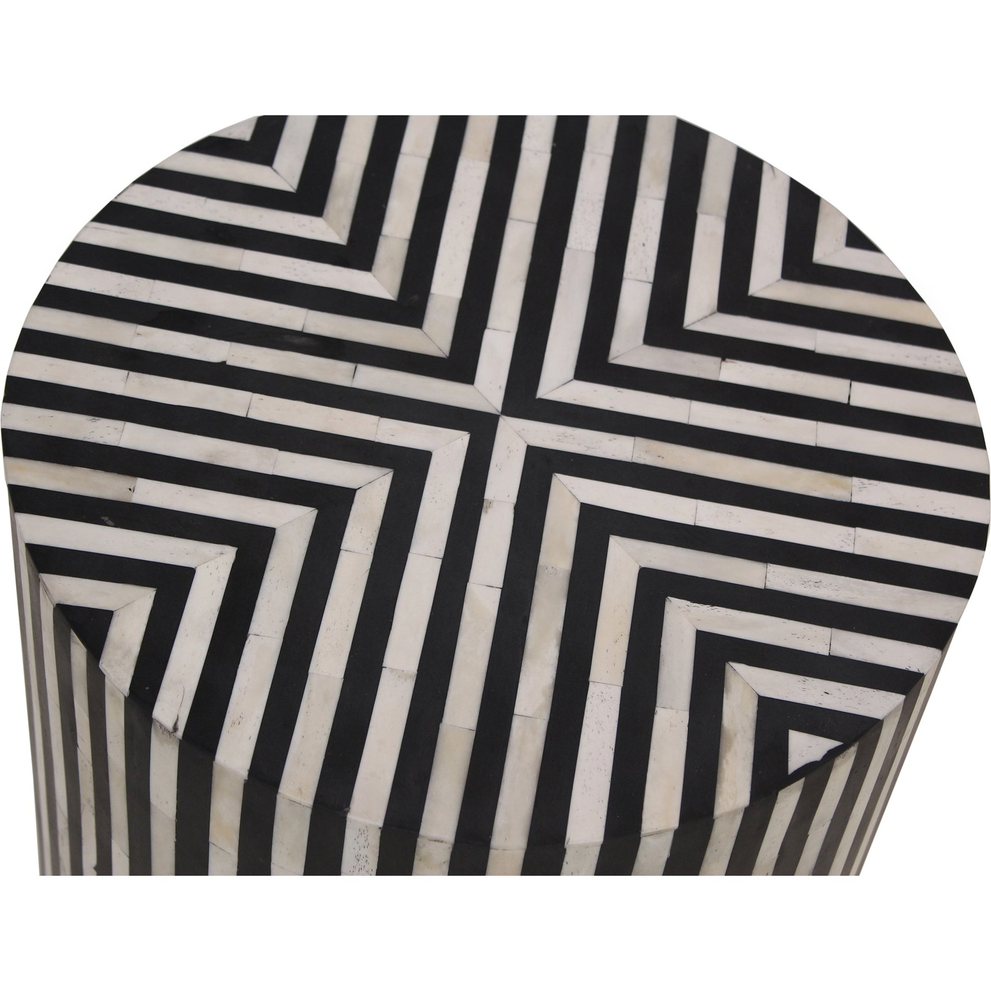 Chameau Side Table by Moe's Home Collection in white, black. Made from bone veneer in resin, mdf in a modern style.