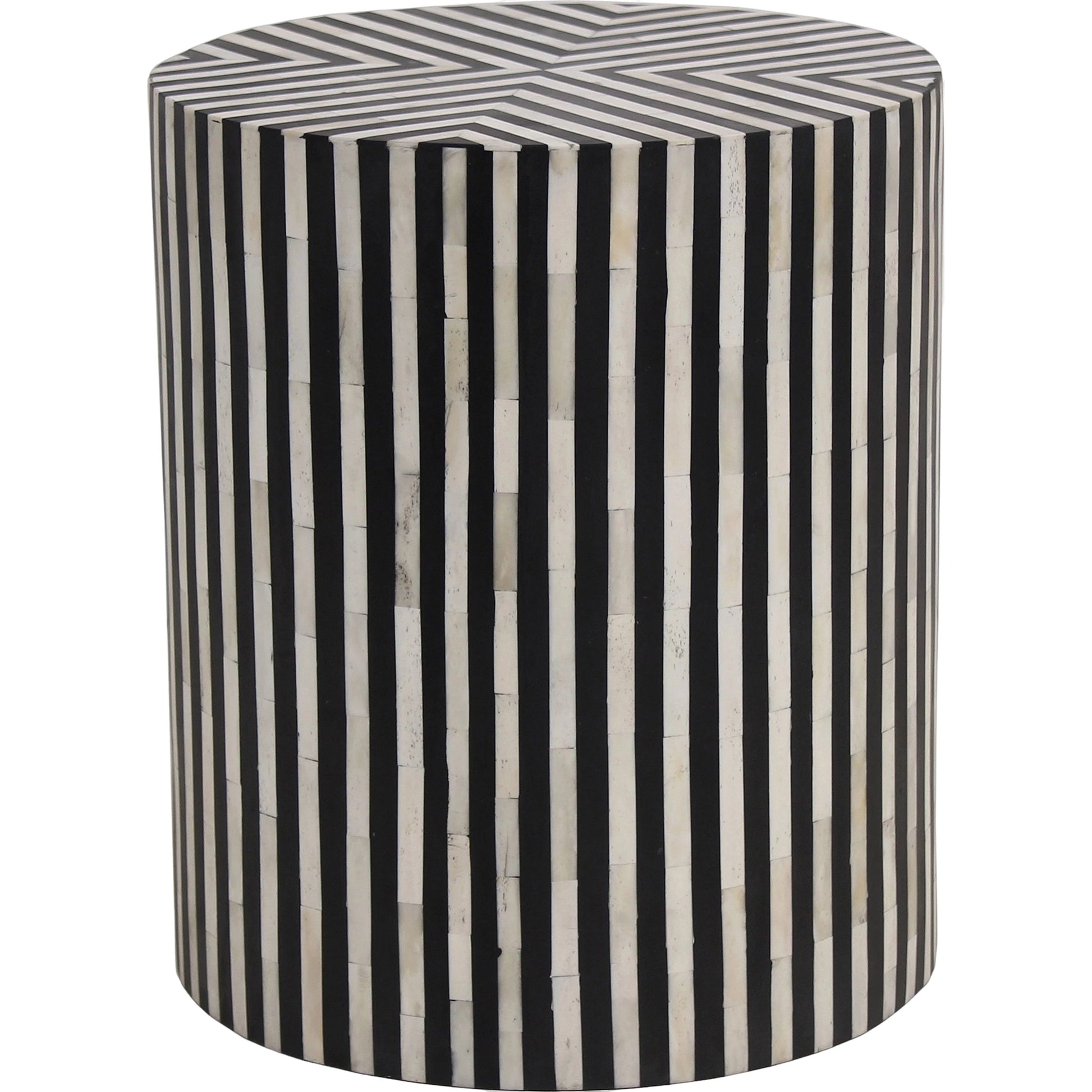 Chameau Side Table by Moe's Home Collection in white, black. Made from bone veneer in resin, mdf in a modern style.