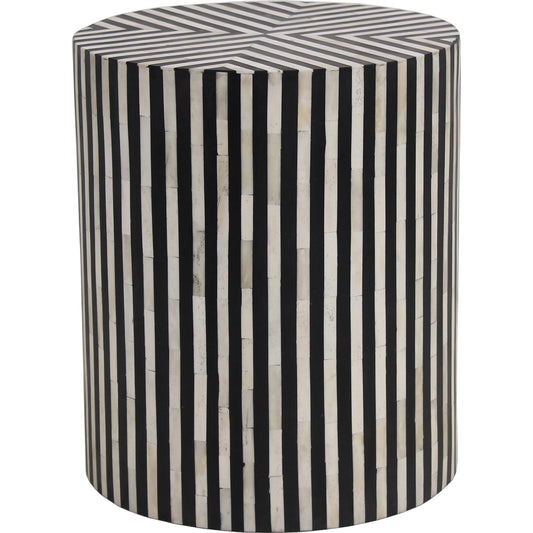 Chameau Side Table by Moe's Home Collection in white, black. Made from bone veneer in resin, mdf in a modern style.