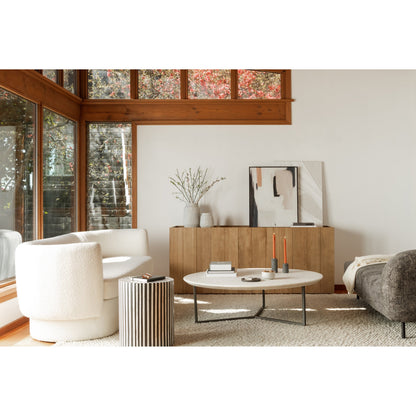 Chameau Side Table by Moe's Home Collection in white, black. Made from bone veneer in resin, mdf in a modern style.
