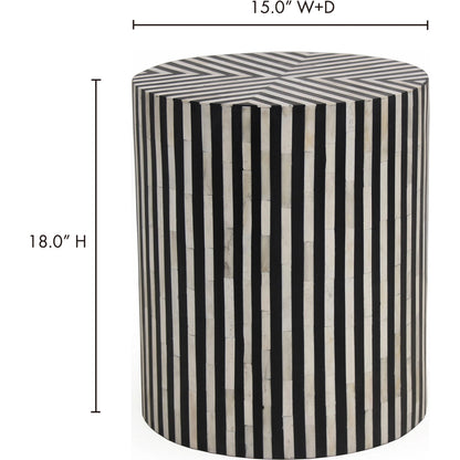 Chameau Side Table by Moe's Home Collection in white, black. Made from bone veneer in resin, mdf in a modern style.