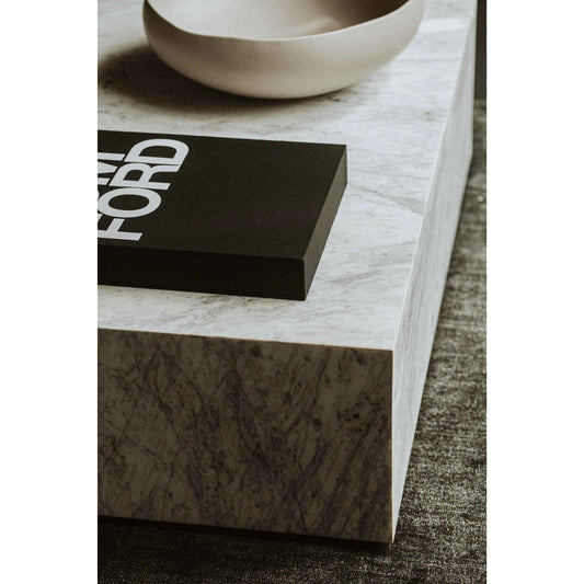 Nash Table by Moe's Home Collection in white. Made from kailashpri white marble in a transitional style.