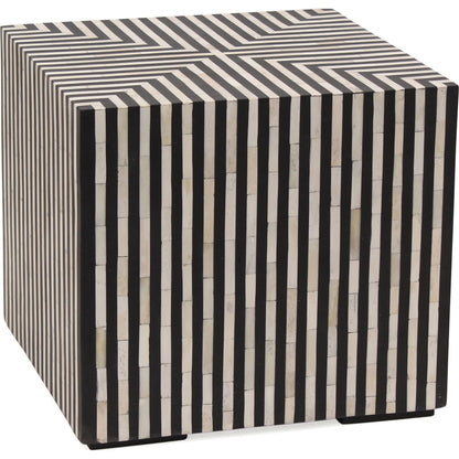 Terning Side Table by Moe's Home Collection in white, black. Made from bone veneer in resin, iron, mdf in a modern style.