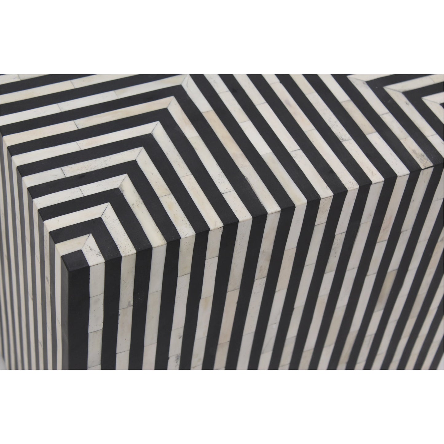 003 SI-1985456 | Closeup | Terning Side Table by Moe's Home Collection in white, black. Made from bone veneer in resin, iron, mdf in a modern style.