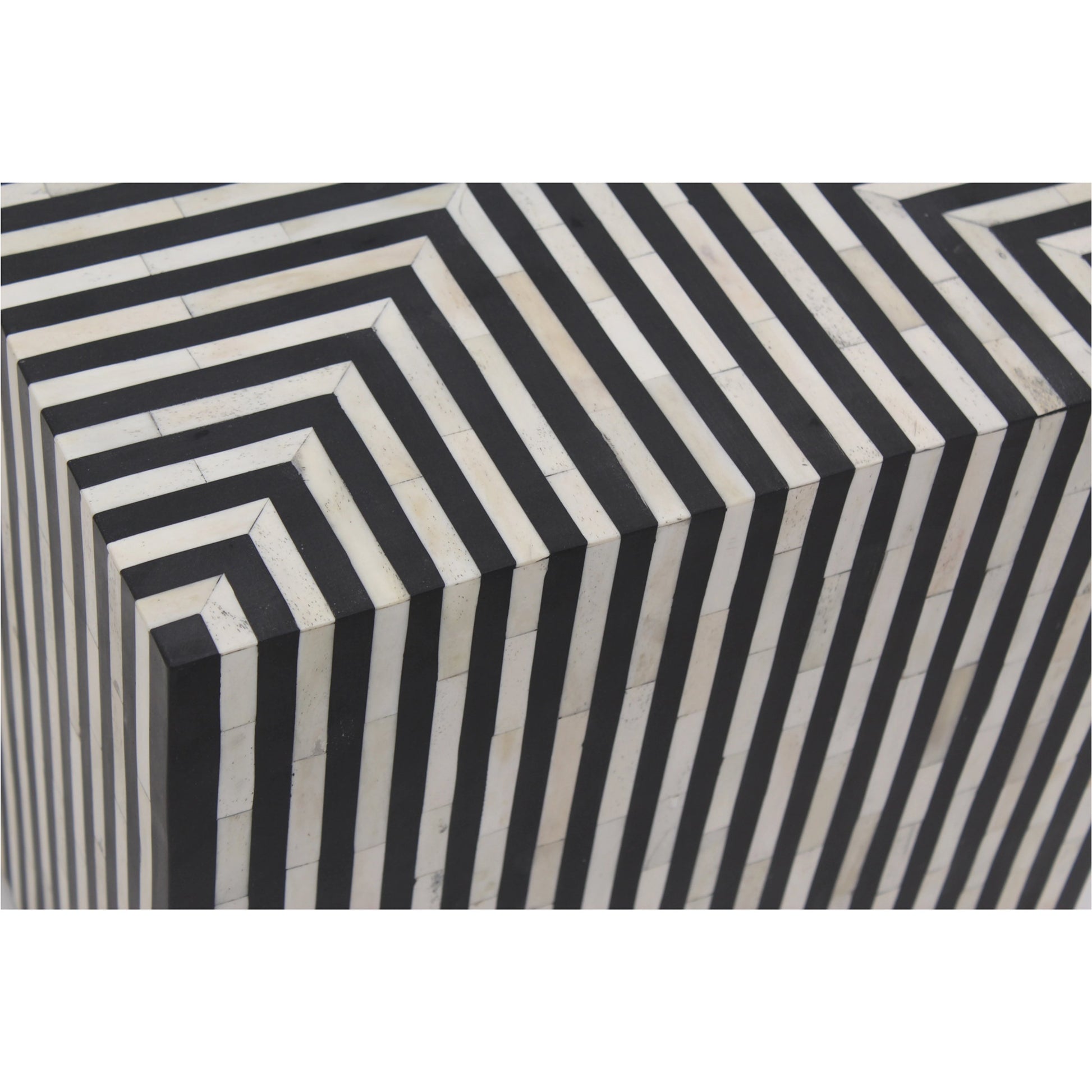 Terning Side Table by Moe's Home Collection in white, black. Made from bone veneer in resin, iron, mdf in a modern style.