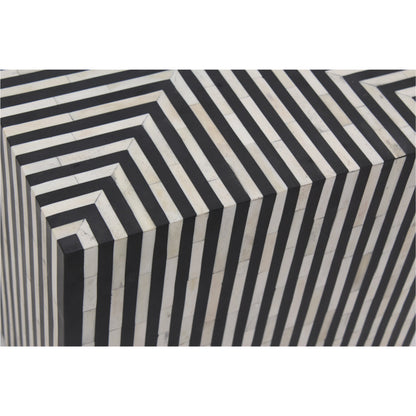 Terning Side Table by Moe's Home Collection in white, black. Made from bone veneer in resin, iron, mdf in a modern style.