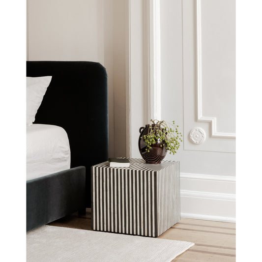 Terning Side Table by Moe's Home Collection in white, black. Made from bone veneer in resin, iron, mdf in a modern style.
