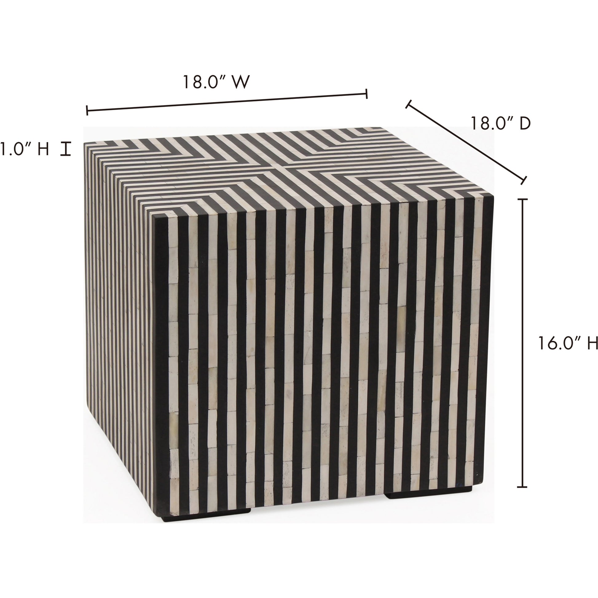 Terning Side Table by Moe's Home Collection in white, black. Made from bone veneer in resin, iron, mdf in a modern style.