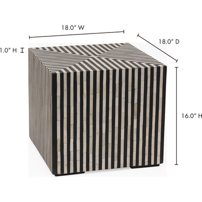 Terning Side Table by Moe's Home Collection in white, black. Made from bone veneer in resin, iron, mdf in a modern style.