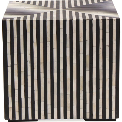 Terning Side Table by Moe's Home Collection in white, black. Made from bone veneer in resin, iron, mdf in a modern style.