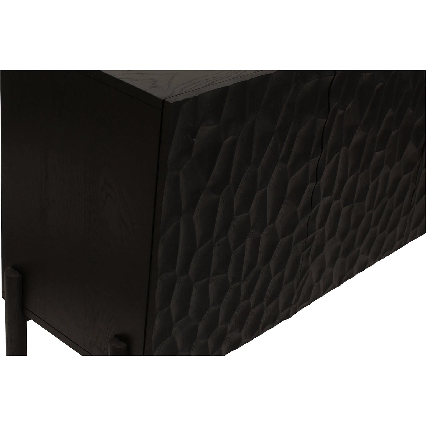 003 SI-2253882 | Closeup | Misaki Sideboard by Moe's Home Collection in carbon. Made from solid oak legs, mdf in a modern style.