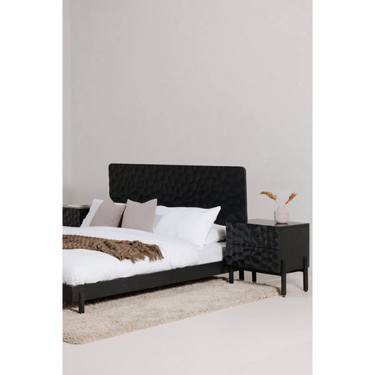 Misaki Bed by Moe's Home Collection in black. Made from solid oak, acacia wood slats in a unique style.