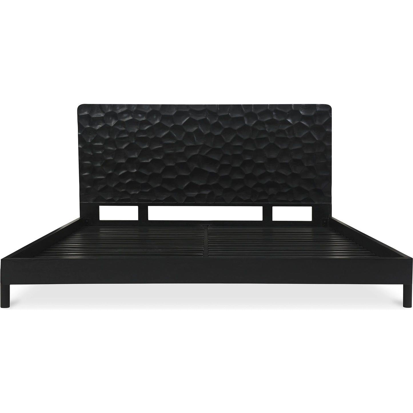 000 SI-2253876 | Primary Silo | Misaki Bed by Moe's Home Collection in black. Made from solid oak, acacia wood slats in a modern style.
