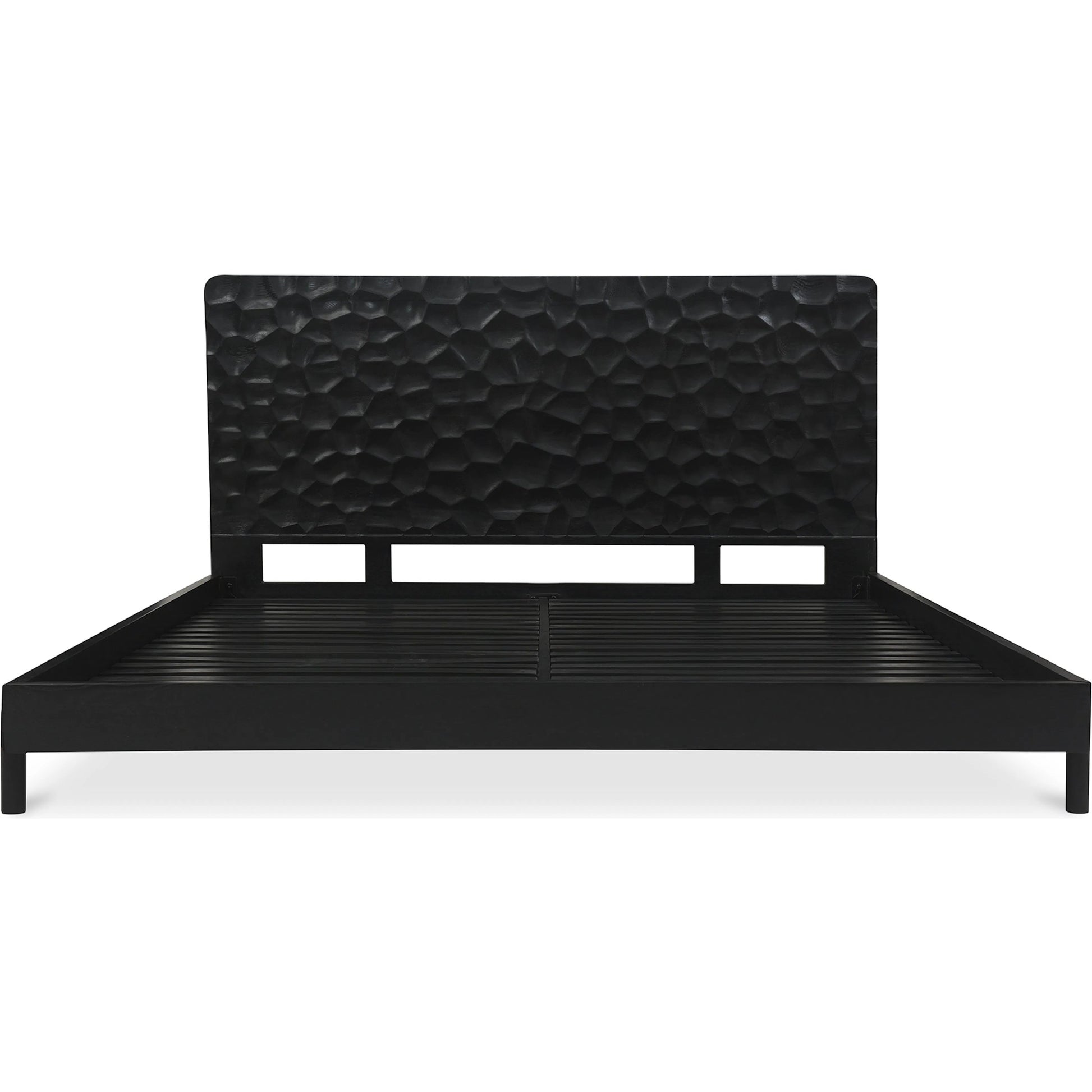 Misaki Bed by Moe's Home Collection in black. Made from solid oak, acacia wood slats in a modern style.