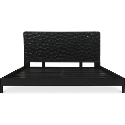 Misaki Bed by Moe's Home Collection in black. Made from solid oak, acacia wood slats in a modern style.
