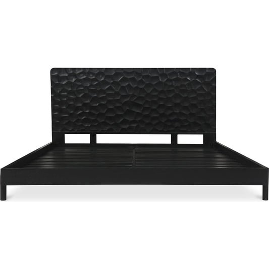 Misaki Bed by Moe's Home Collection in black. Made from solid oak, acacia wood slats in a unique style.