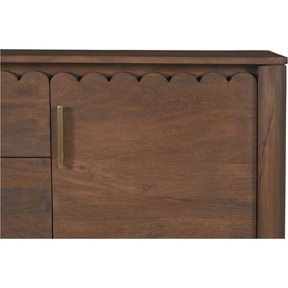 Wiley 3 Drawer Sideboard by Moe's Home Collection in vintage brown. Made from mango wood, mango wood veneer over mdf back, drawer bottom in a traditional style.
