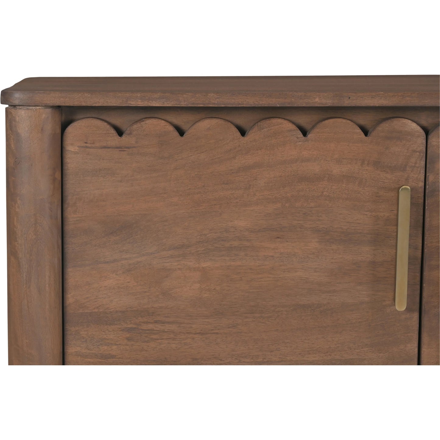 010 SI-2254070 | Closeup | Wiley 4 Door Sideboard by Moe's Home Collection in vintage brown. Made from mango wood, mango wood veneer over mdf back, drawer bottom in a traditional style.
