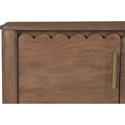 Wiley 4 Door Sideboard by Moe's Home Collection in vintage brown. Made from mango wood, mango wood veneer over mdf back, drawer bottom in a traditional style.