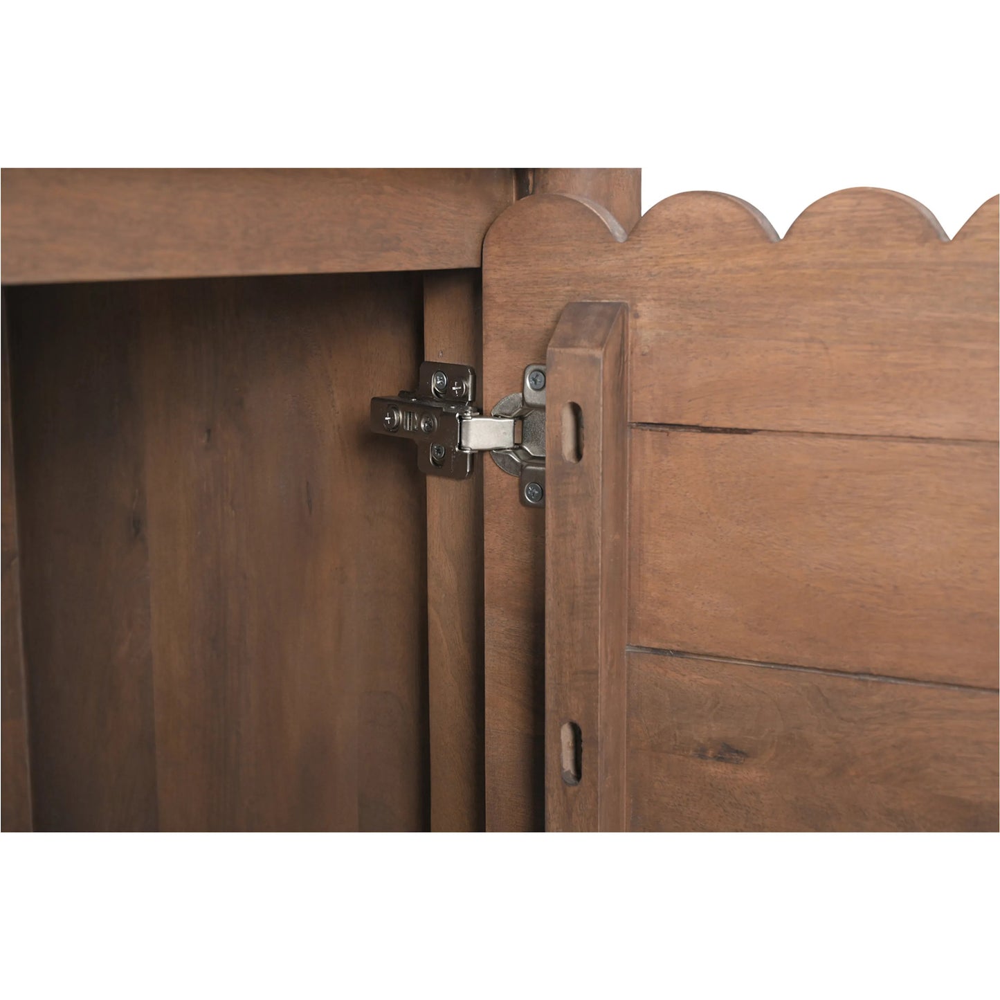012 SI-2254070 | Closeup | Wiley 4 Door Sideboard by Moe's Home Collection in vintage brown. Made from mango wood, mango wood veneer over mdf back, drawer bottom in a traditional style.