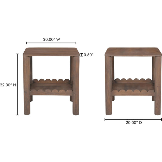 Wiley Side Table by Moe's Home Collection in vintage brown. Made from mango wood in a unique style.