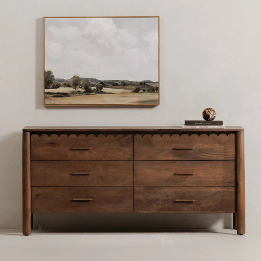 Wiley Dresser by Moe's Home Collection in vintage brown. Made from mango wood, mango wood veneer over mdf back, drawer bottom in a unique style.