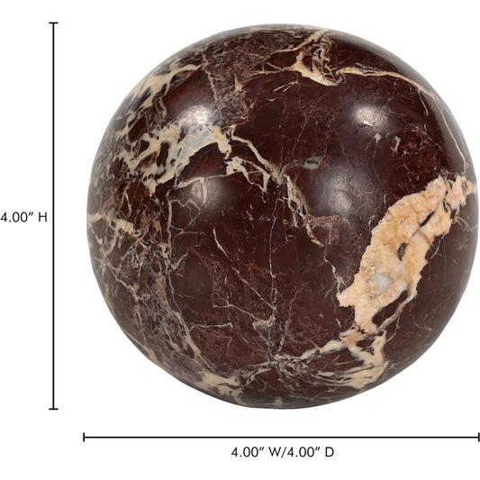 Odessa Sphere Tabletop Accent by Moe's Home Collection. Made from red levanto marble in a unique style.