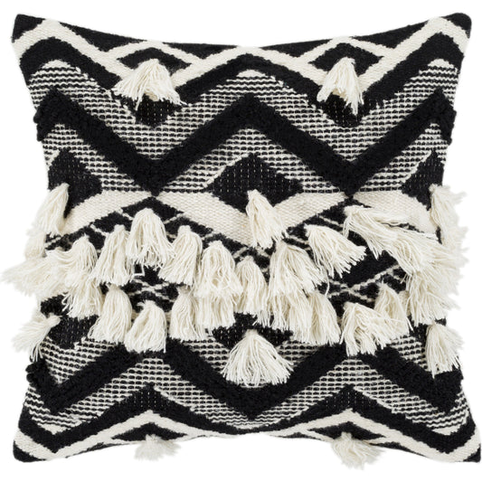 Gaza Pillow - 6359 by Surya in beige, black, cream. Made from 75% wool, 25% cotton, 100% cotton in a eclectic & global style.