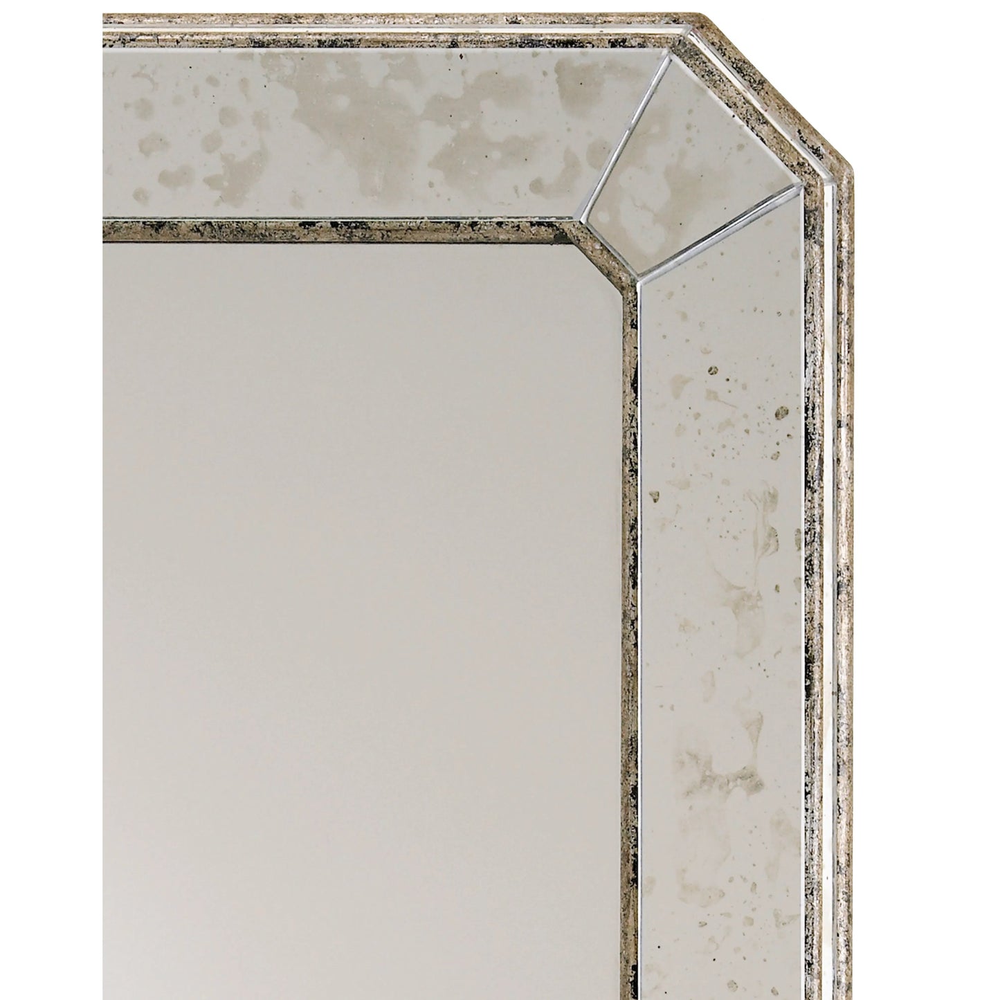 005 S-222869 | Closeup | Antiqued Wall Mirror by Currey and Company in antique mirror. Made from wood, mirror in a traditional style.