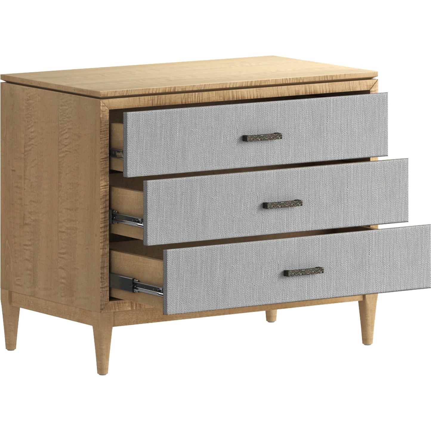 003 SI-2447946 | Additional Silo | Loft Fabric Bedside Chest by A.R.T. Furniture in gray and natural maple. Made from poplar, rubberwood, fabric in a modern style.