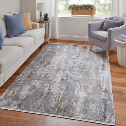 Cadiz Rug - 3887F by Feizy in ivory, gray, gold. Made from viscose, acrylic in a unique style.