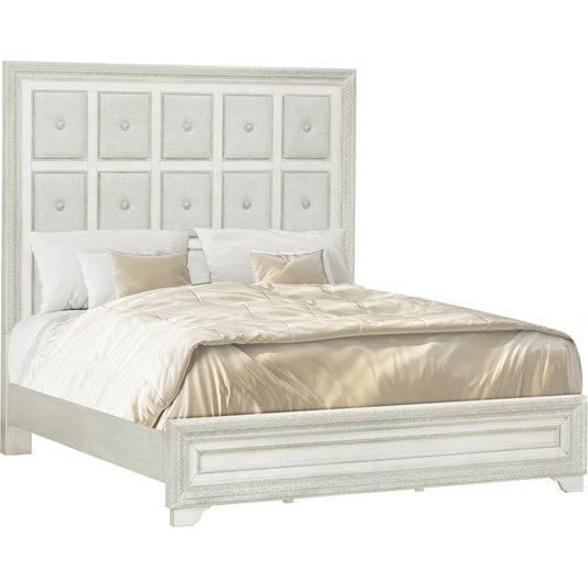 Camila Bed by Pulaski Furniture in semi-transparent creamy white. Made from ash veneers in a modern style.