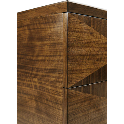 Toulouse Bedside Chest by Jonathan Charles in walnut. Made from walnut quarter figured veneer in a modern style.