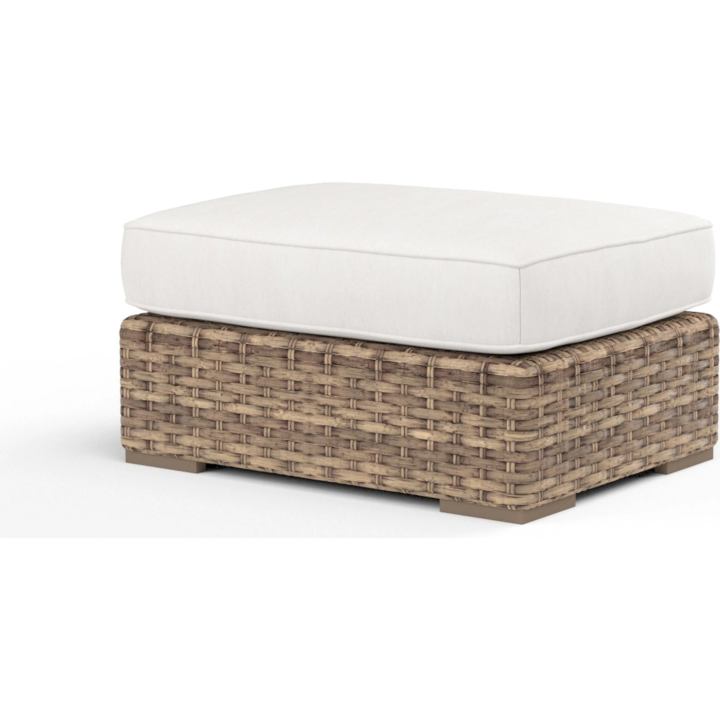 001 SI-2166760 | Primary Silo | Havana Outdoor Ottoman in Canvas Flax by Sunset West in tobacco. Made from resin wicker in a modern style.