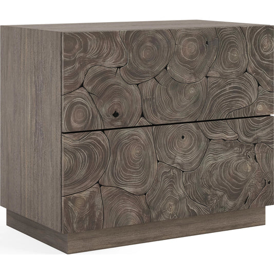 Calavaras Brown Nightstand by Bernhardt in smoked truffle. Made from wood in a transitional style.