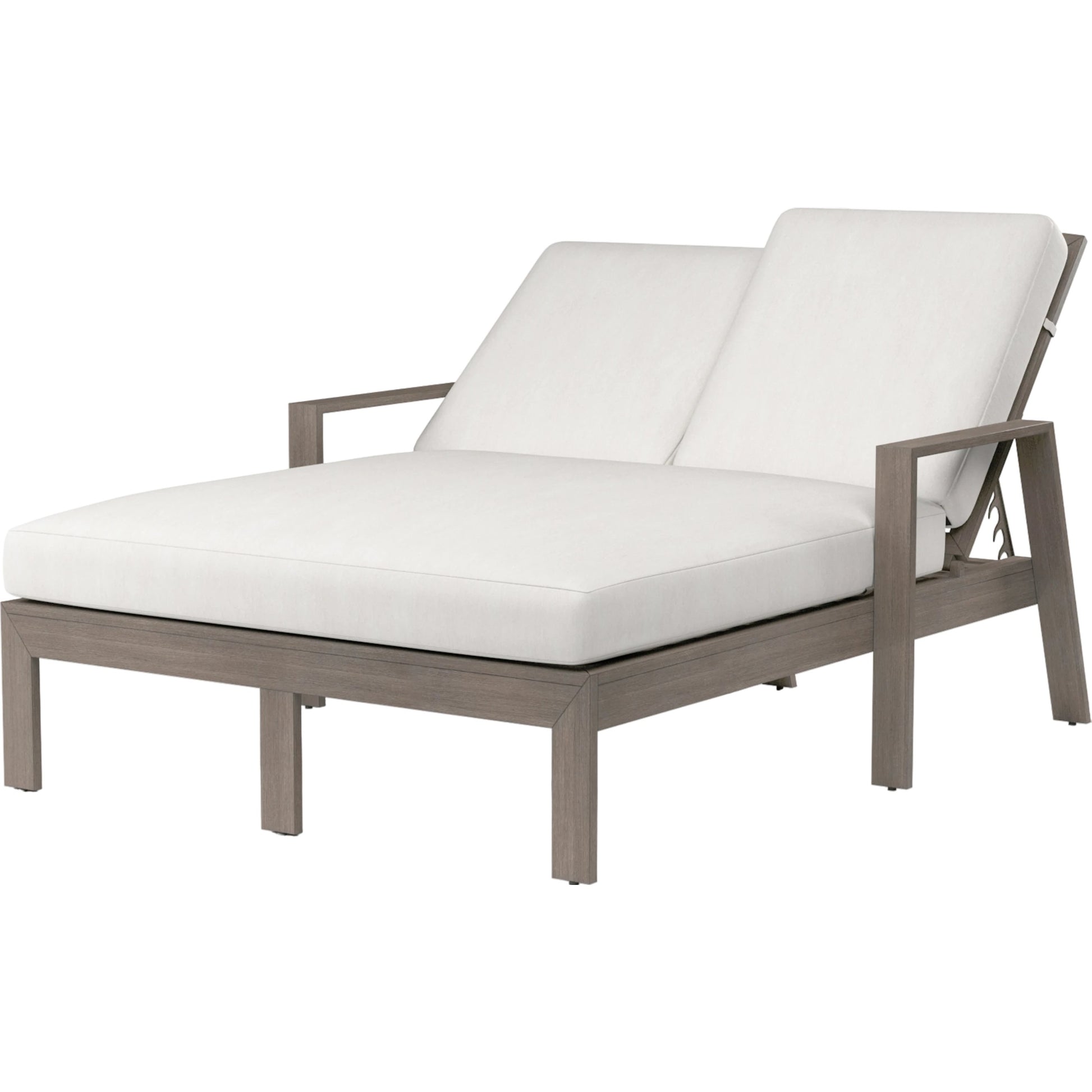 Laguna Outdoor Chaise Lounge by Sunset West in browns. Made from aluminum in a modern style.