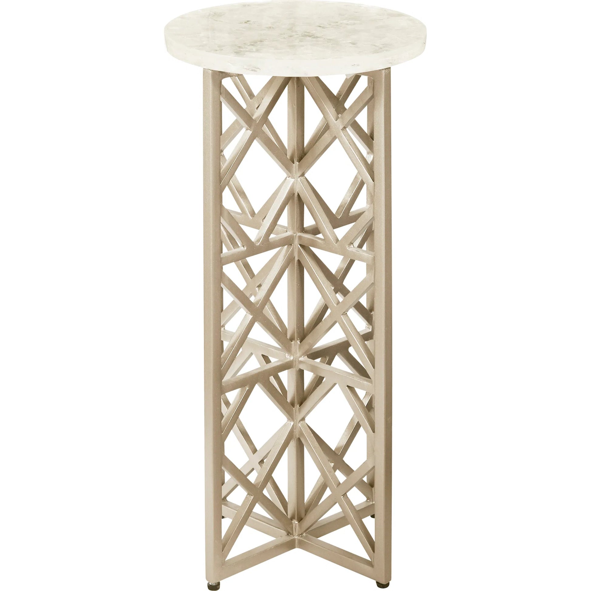 Gypsum Stone-Top Drink Table with Metal Base by Pulaski Furniture in gypsum. Made from metal in a transitional style.